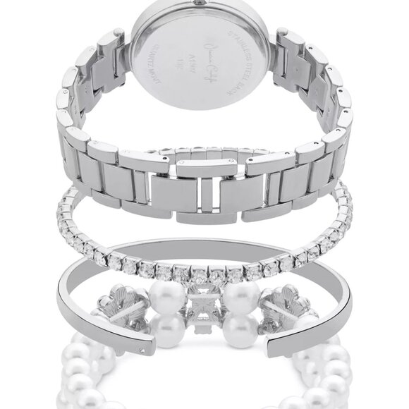 Jessica Carlyle Women's Silver-Tone Metal Alloy Bracelet Watch 34mm Gift Set - Picture 4 of 5
